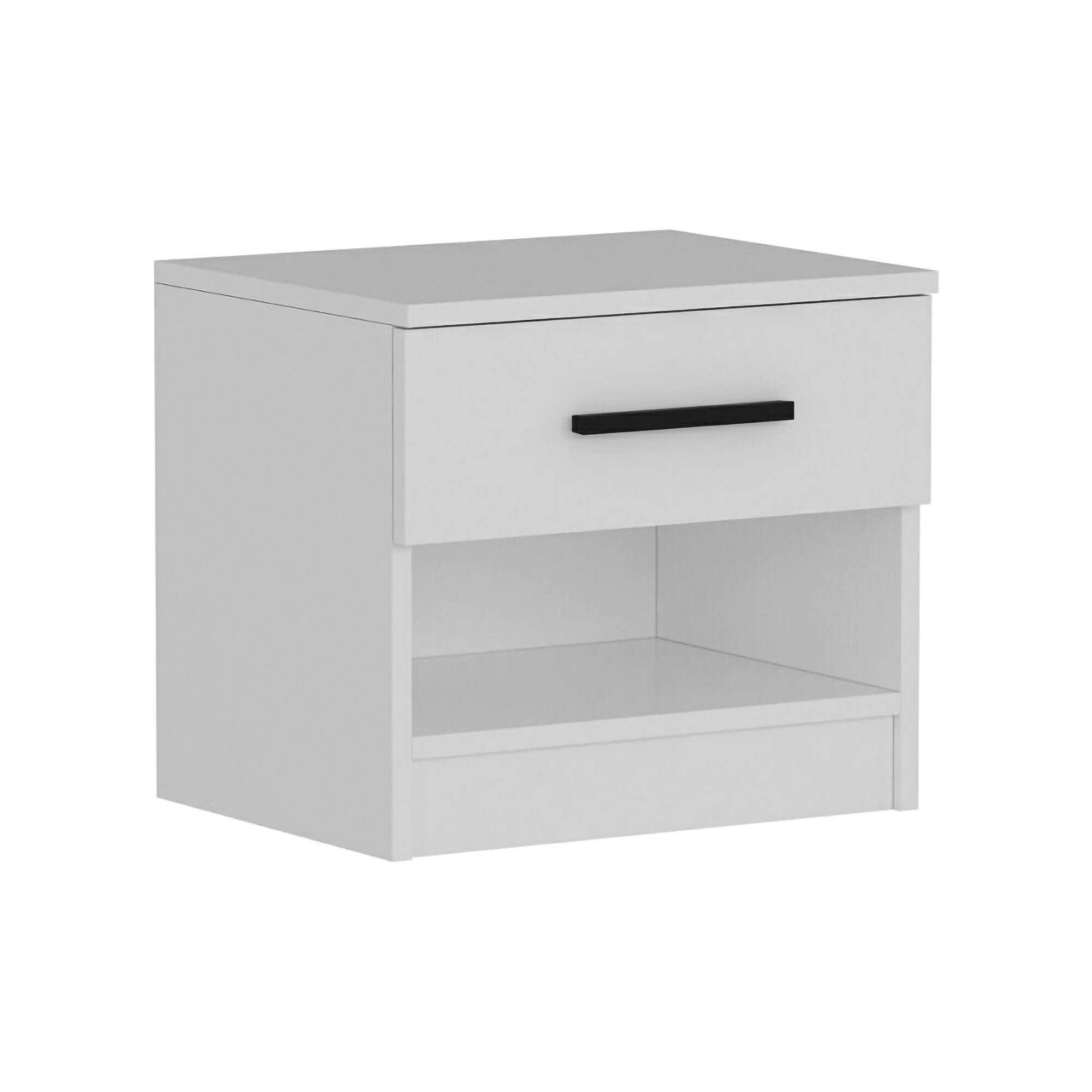 Comodino Igme, Comò basso, Tavolino da notte, Mensola da letto, 50x47 h40 cm, Bianco