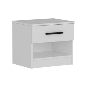 Comodino Igme, Comò basso, Tavolino da notte, Mensola da letto, 50x47 h40 cm, Bianco