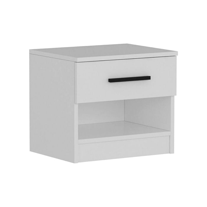 Comodino Igme, Comò basso, Tavolino da notte, Mensola da letto, 50x47 h40 cm, Bianco