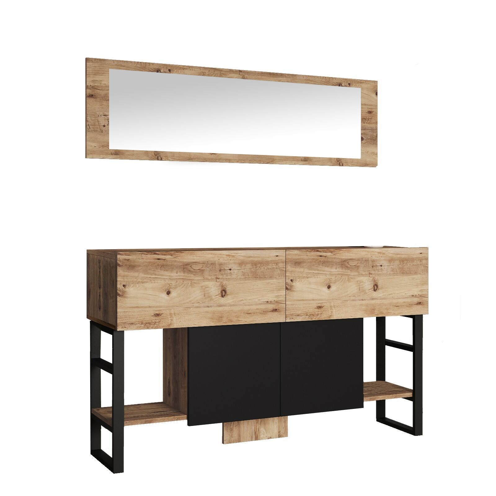 Consolle Alleghe, Tavolo multiuso, Mobiletto d'appoggio, Scrivania da corridoio, 139x43 h84 cm, Quercia