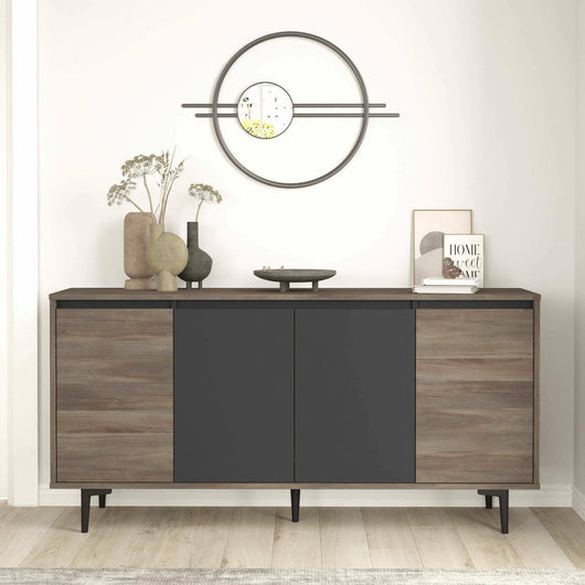 Credenza Arpalice, Buffet da soggiorno, Madia da salotto, Dispensa da cucina, 160x40 h72 cm, Marrone e Antracite
