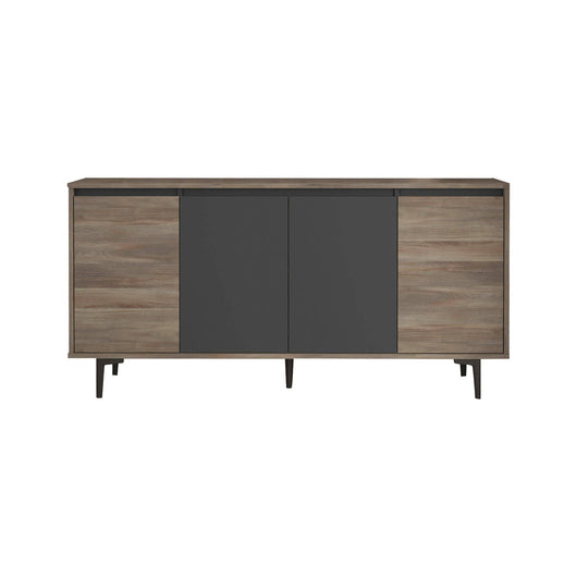 Credenza Arpalice, Buffet da soggiorno, Madia da salotto, Dispensa da cucina, 160x40 h72 cm, Marrone e Antracite