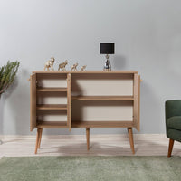 Credenza Haratan, Buffet da soggiorno, Madia da salotto, Dispensa da cucina, 120x36 h90 cm, Quercia