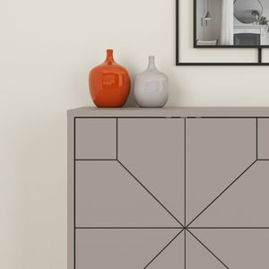 Credenza Earl, Buffet da soggiorno, Madia da salotto, Dispensa da cucina, 123x35 h62 cm, Beige