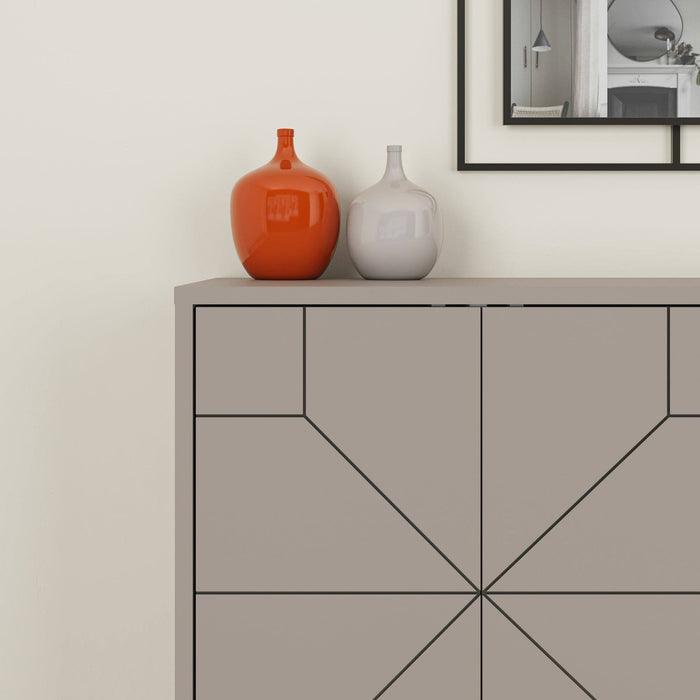 Credenza Earl, Buffet da soggiorno, Madia da salotto, Dispensa da cucina, 123x35 h62 cm, Beige