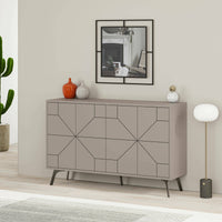 Credenza Earl, Buffet da soggiorno, Madia da salotto, Dispensa da cucina, 123x35 h62 cm, Beige