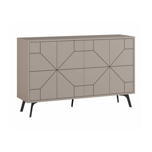 Credenza Earl, Buffet da soggiorno, Madia da salotto, Dispensa da cucina, 123x35 h62 cm, Beige