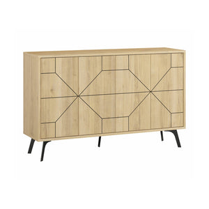 Credenza Earl, Buffet da soggiorno, Madia da salotto, Dispensa da cucina, 123x35 h62 cm, Quercia