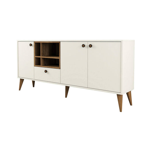 Credenza Lucertola, Buffet da soggiorno, Madia da salotto, Dispensa da cucina, 180x35 h81 cm, Crema