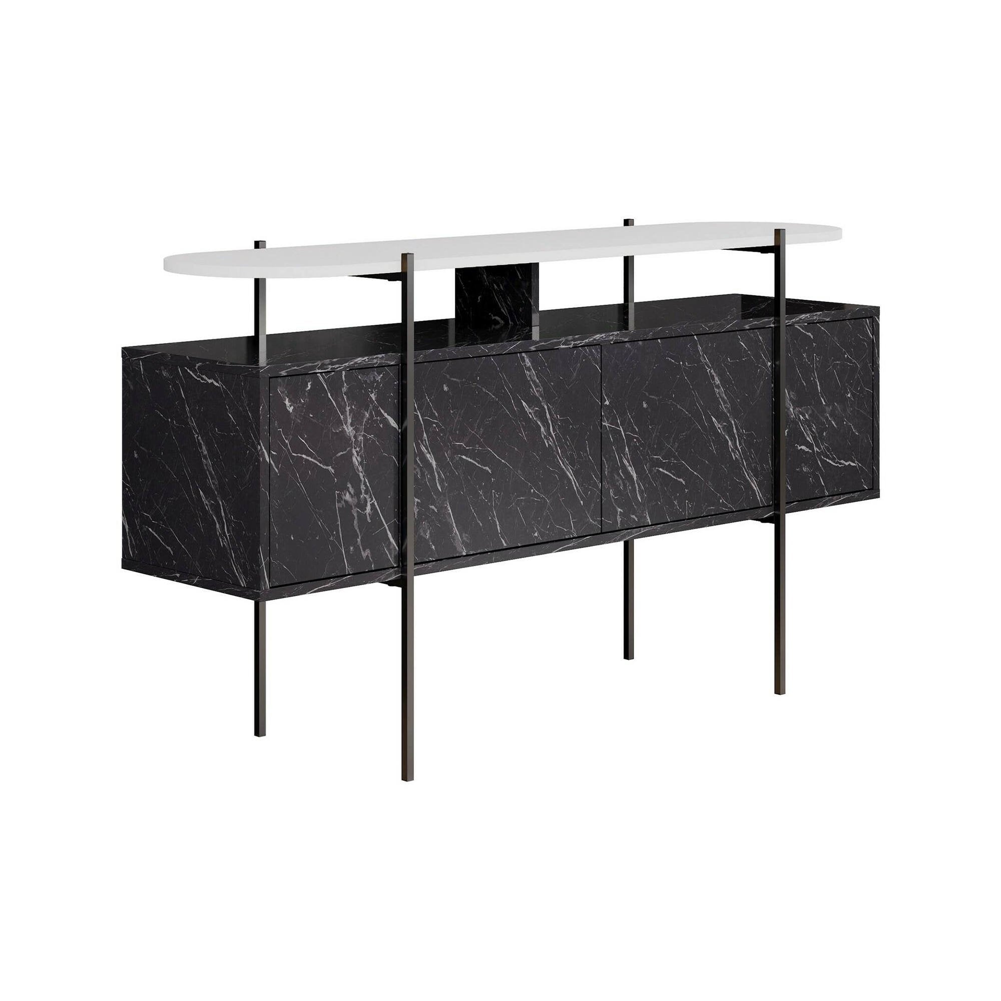 Consolle Vance, Tavolo multiuso, Mobiletto d'appoggio, Scrivania da corridoio, 150x38 h86 cm, Bianco e Grigio