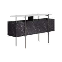 Consolle Vance, Tavolo multiuso, Mobiletto d'appoggio, Scrivania da corridoio, 150x38 h86 cm, Bianco e Grigio