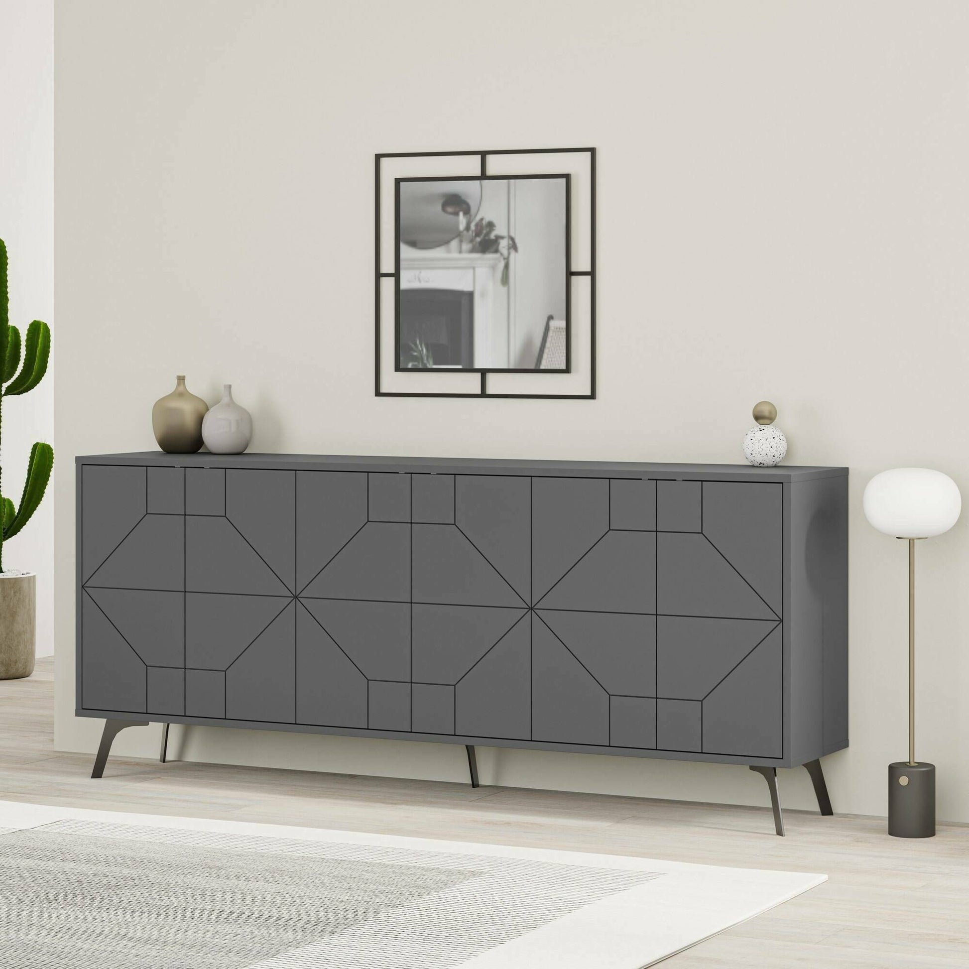 Madia Earl, Credenza 6 Ripiani, 184x35x77h cm Nero Antracite