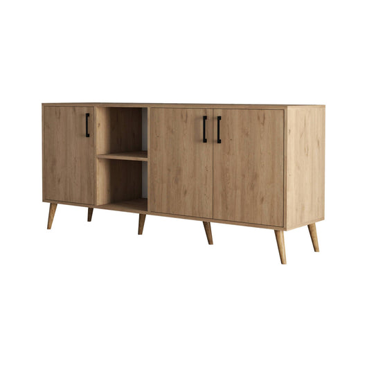 Credenza Vardah, Buffet da soggiorno, Madia da salotto, Dispensa da cucina, 180x45 h80 cm, Quercia