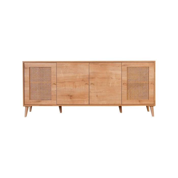 Credenza Tarawa, Buffet da soggiorno, Madia da salotto, Dispensa da cucina, 180x41 h81 cm, Quercia