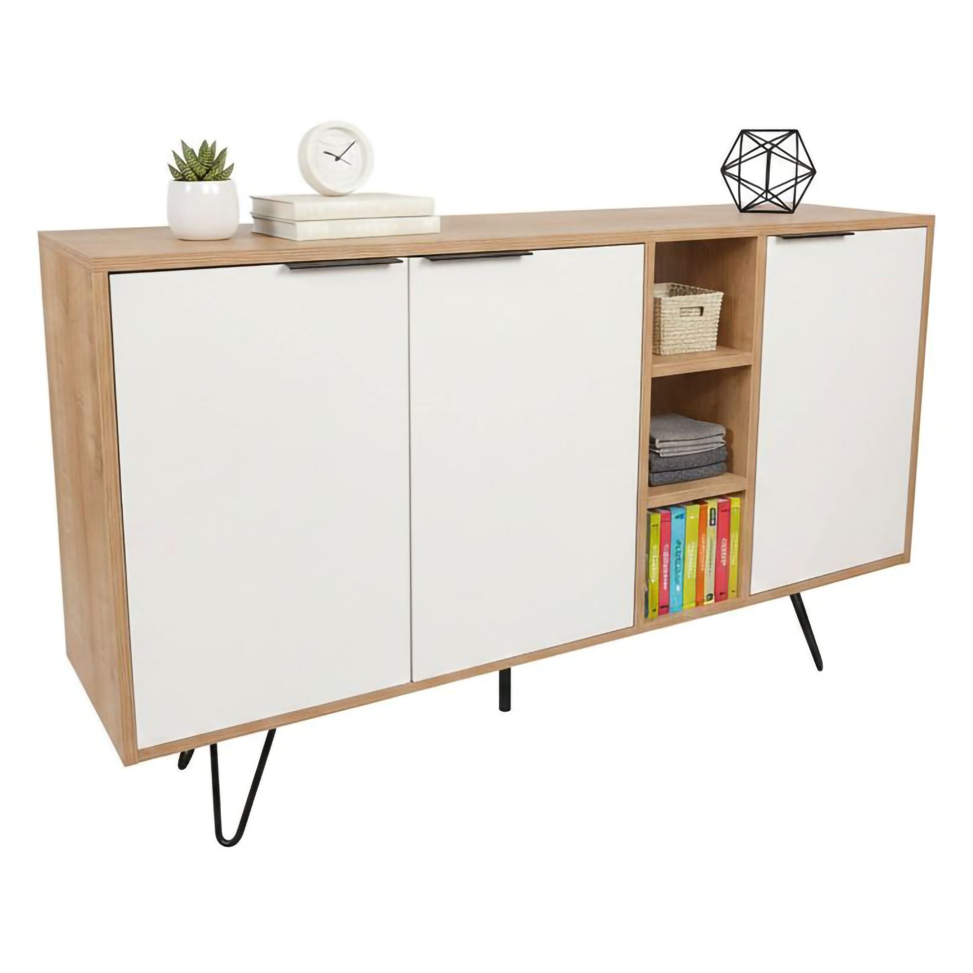 Madia Arlene, Credenza 4 Ripiani, 142x36x83h cm Marrone Quercia
