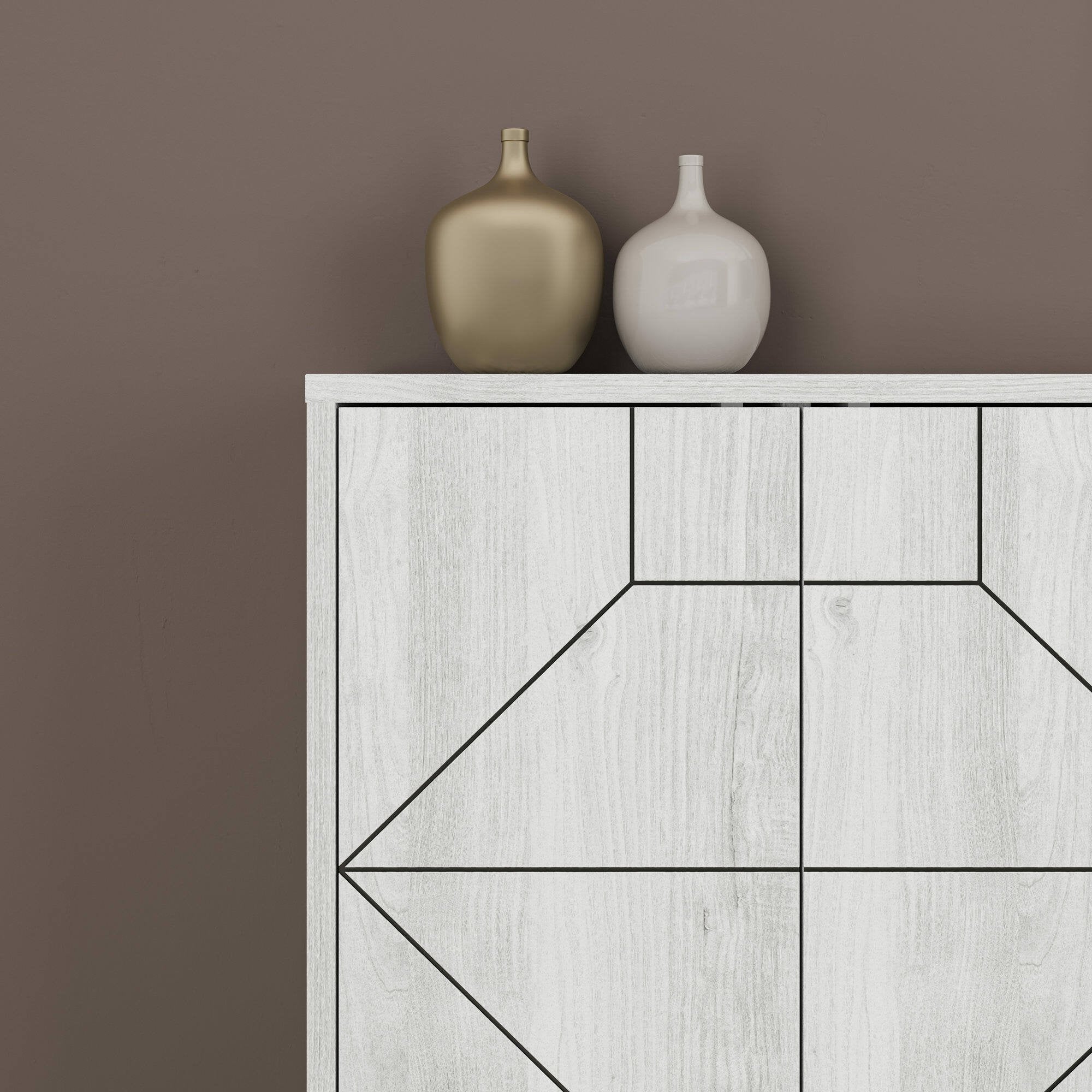 Credenza Earl, Buffet da soggiorno, Madia da salotto, Dispensa da cucina, 184x35 h77 cm, Bianco