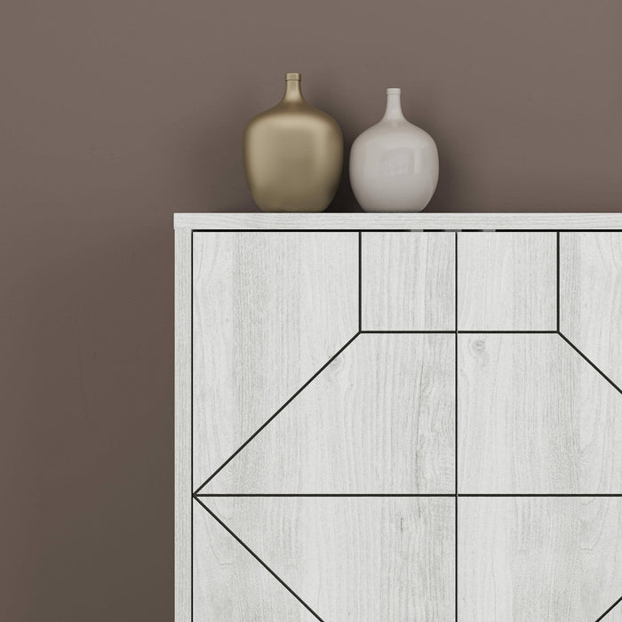 Credenza Earl, Buffet da soggiorno, Madia da salotto, Dispensa da cucina, 184x35 h77 cm, Bianco