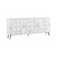 Credenza Earl, Buffet da soggiorno, Madia da salotto, Dispensa da cucina, 184x35 h77 cm, Bianco