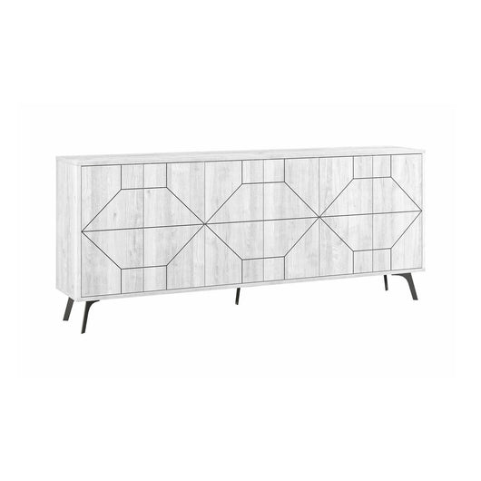 Credenza Earl, Buffet da soggiorno, Madia da salotto, Dispensa da cucina, 184x35 h77 cm, Bianco