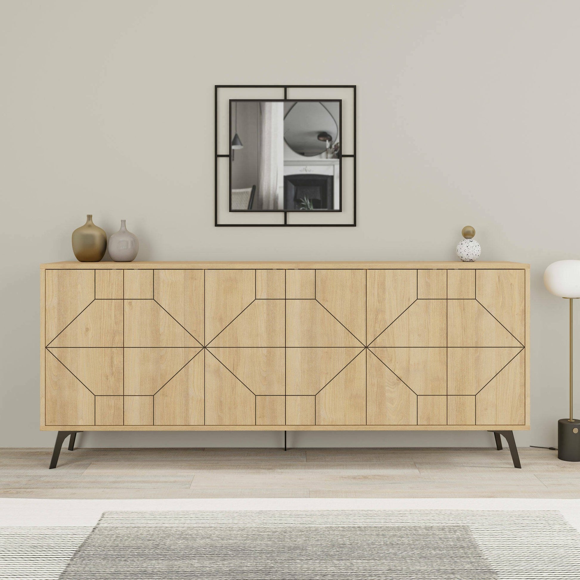 Madia Earl, Credenza 4 Ripiani, 184x35x77h cm Marrone Quercia