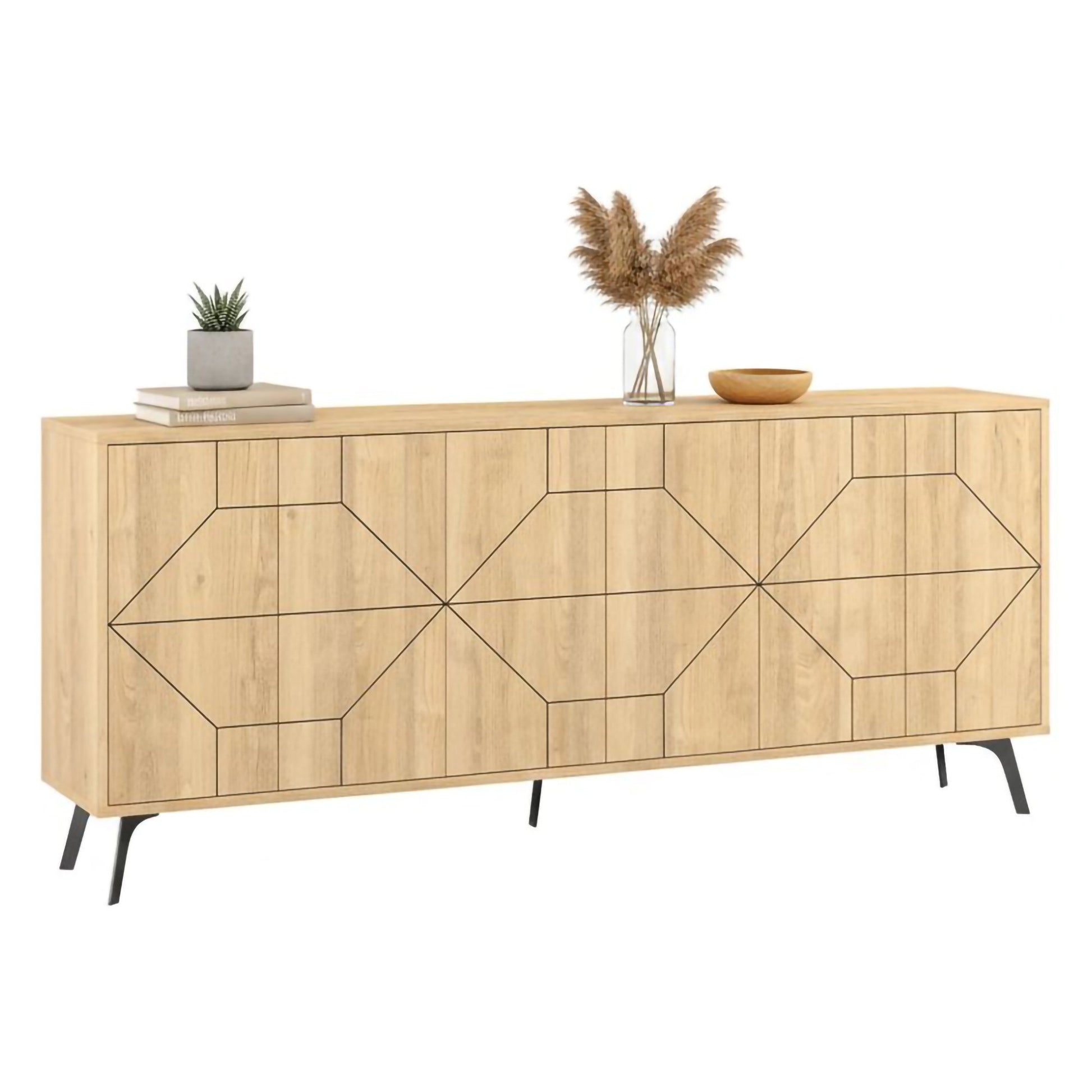 Madia Earl, Credenza 4 Ripiani, 184x35x77h cm Marrone Quercia