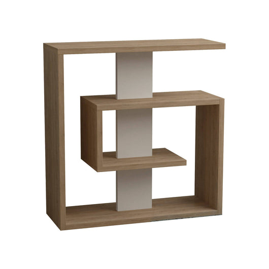 Tavolino da salotto Rumbia, Tavolo basso da caffè, Portariviste per divano, Ripiano da soggiorno, 55x20 h57 cm, Quercia e Bianco