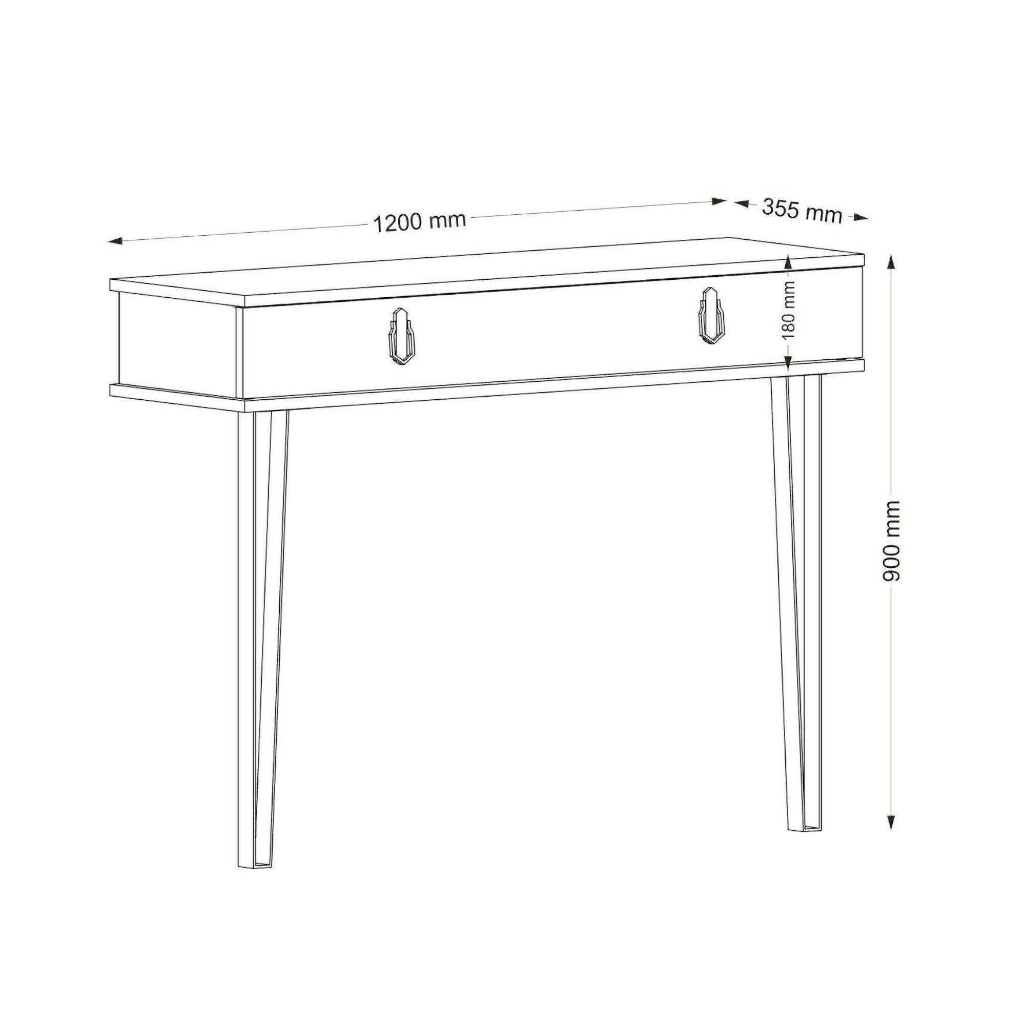 Consolle Erick, Tavolo multiuso, Mobiletto d'appoggio, Scrivania da corridoio, 120x36 h90 cm, Noce