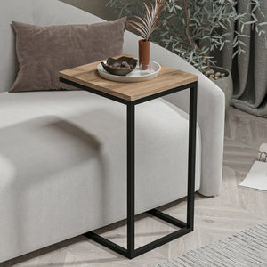 Tavolino da salotto Tembin, Tavolo basso da caffè, Portariviste per divano, Ripiano da soggiorno, 35x40 h65 cm, Noce