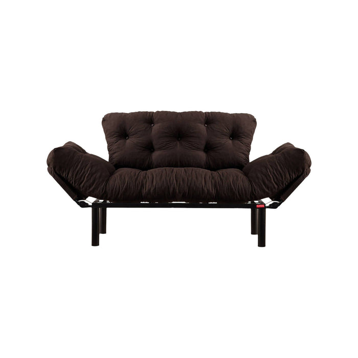 Divano letto 2 posti Guchol, Sofà trasformabile, Divanetto per ospiti, Poltrona letto contenitore, 155x70 h85 cm, Marrone