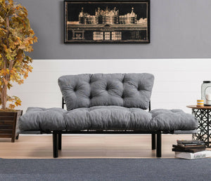 Divano letto 2 posti Guchol, Sofà trasformabile, Divanetto per ospiti, Poltrona letto contenitore, 155x70 h85 cm, Grigio