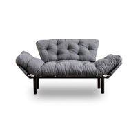 Divano letto 2 posti Guchol, Sofà trasformabile, Divanetto per ospiti, Poltrona letto contenitore, 155x70 h85 cm, Grigio