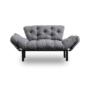 Divano letto 2 posti Guchol, Sofà trasformabile, Divanetto per ospiti, Poltrona letto contenitore, 155x70 h85 cm, Grigio