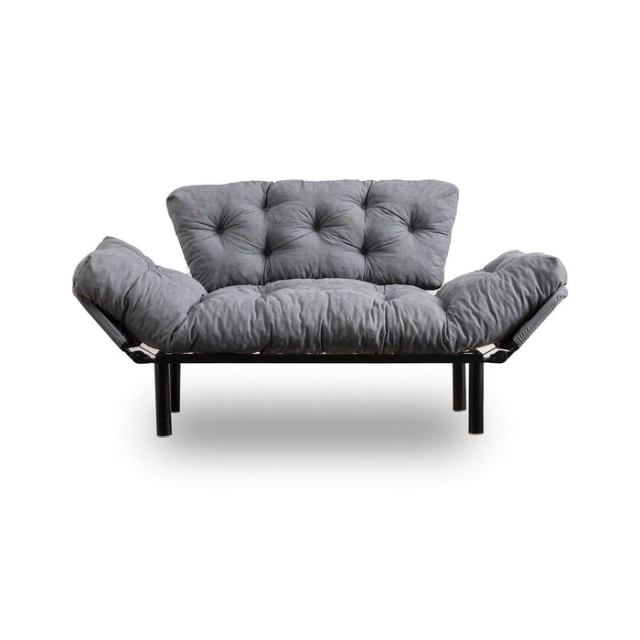 Divano letto 2 posti Guchol, Sofà trasformabile, Divanetto per ospiti, Poltrona letto contenitore, 155x70 h85 cm, Grigio