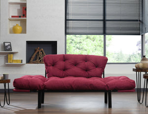 Divano letto 2 posti Guchol, Sofà trasformabile, Divanetto per ospiti, Poltrona letto contenitore, 155x70 h85 cm, Rosso