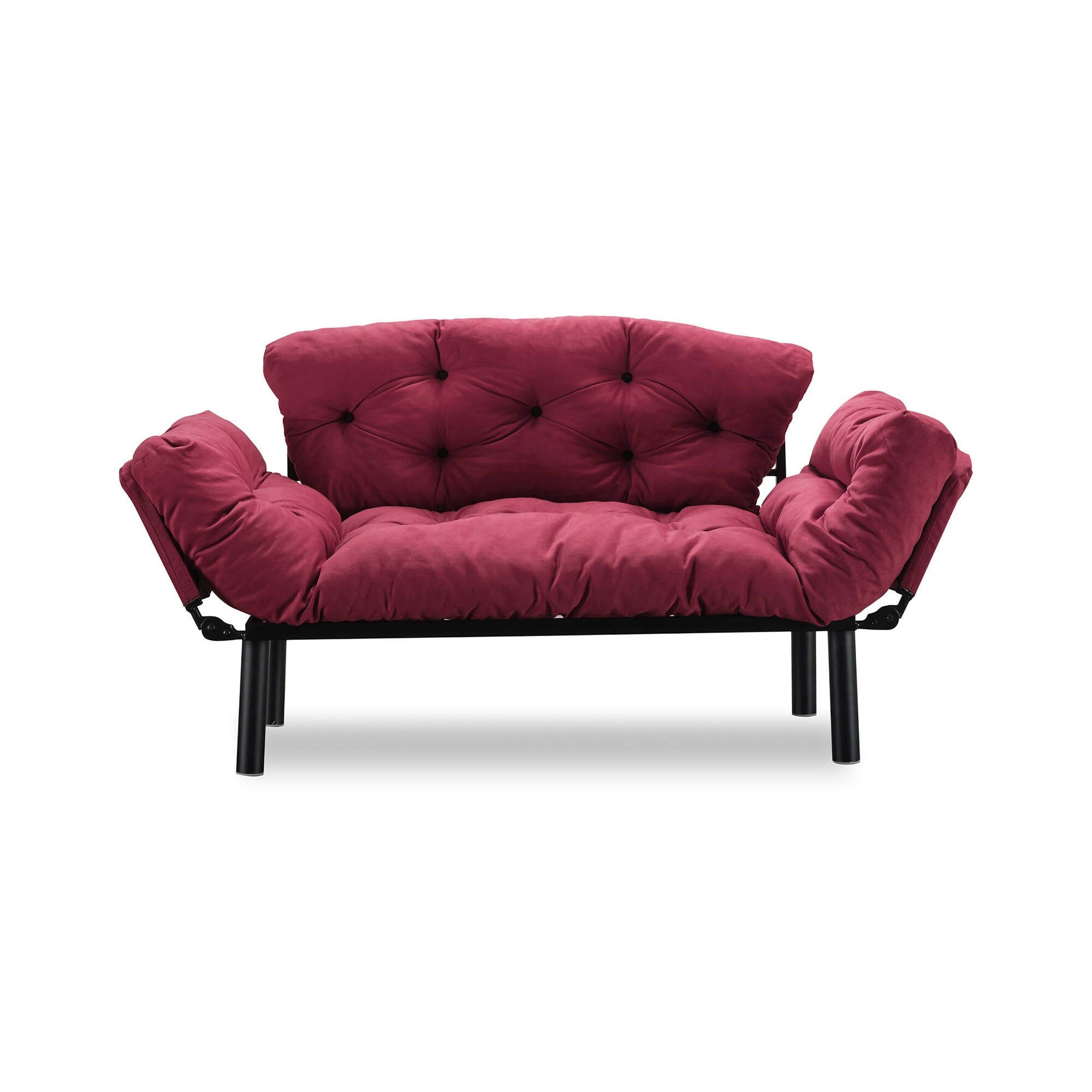 Divano letto 2 posti Guchol, Sofà trasformabile, Divanetto per ospiti, Poltrona letto contenitore, 155x70 h85 cm, Rosso