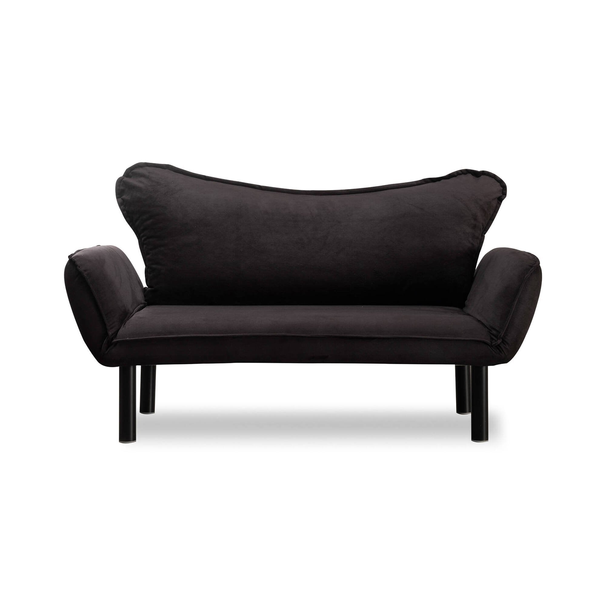Divano letto 2 posti Hone, Sofà trasformabile, Divanetto per ospiti, Poltrona letto contenitore, 140x65 h70 cm, Nero