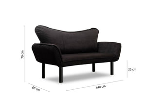 Divano letto 2 posti Hone, Sofà trasformabile, Divanetto per ospiti, Poltrona letto contenitore, 140x65 h70 cm, Nero