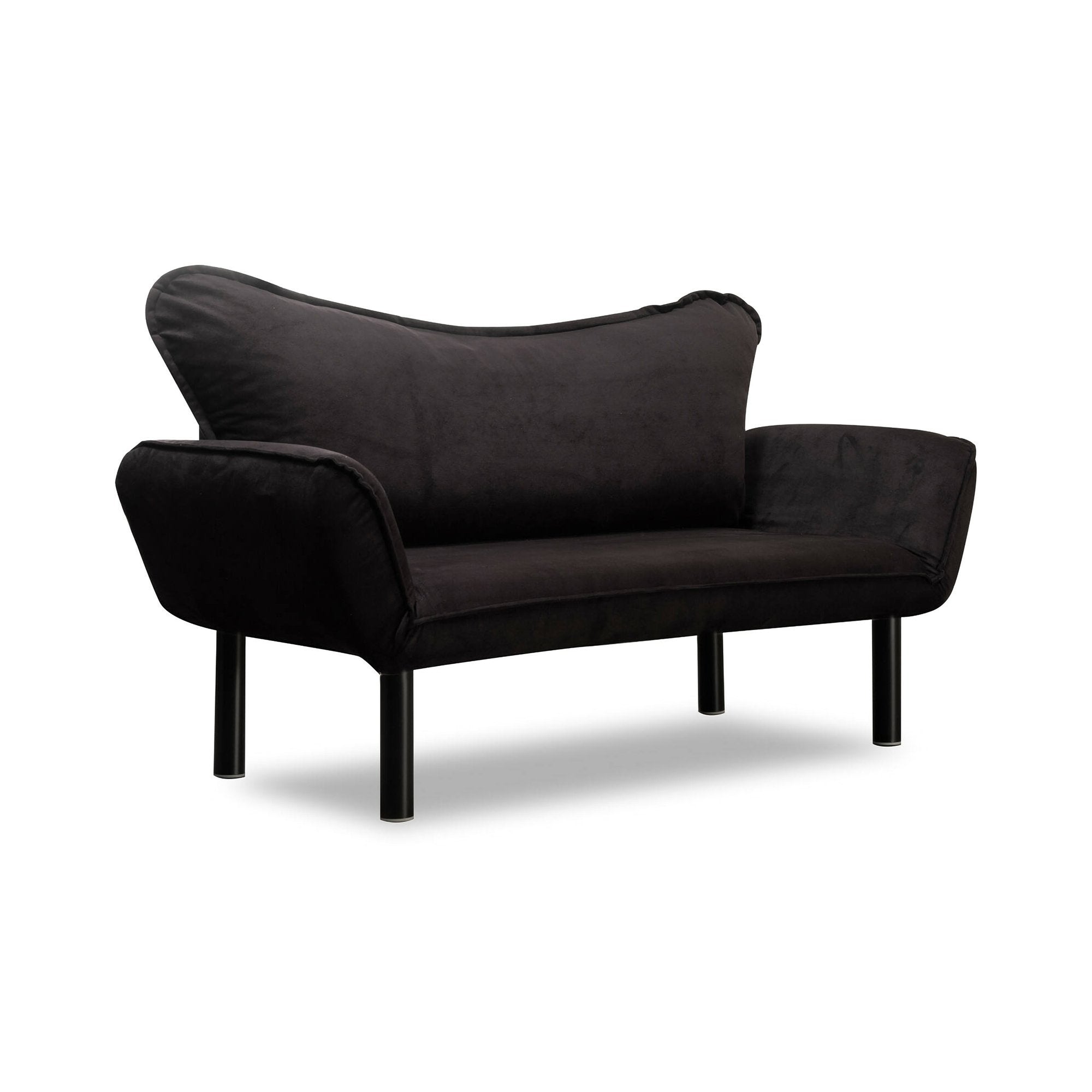 Divano letto 2 posti Hone, Sofà trasformabile, Divanetto per ospiti, Poltrona letto contenitore, 140x65 h70 cm, Nero