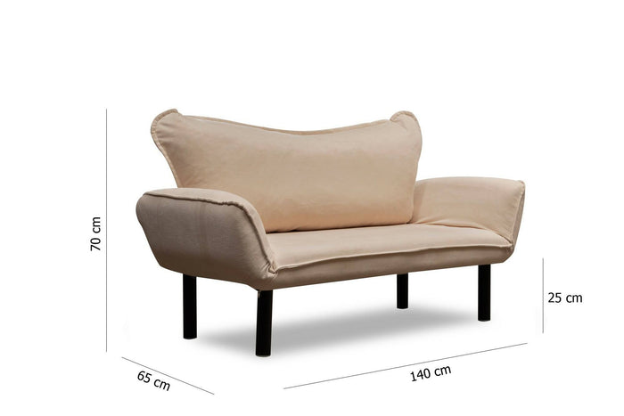 Divano letto 2 posti Hone, Sofà trasformabile, Divanetto per ospiti, Poltrona letto contenitore, 140x65 h70 cm, Crema