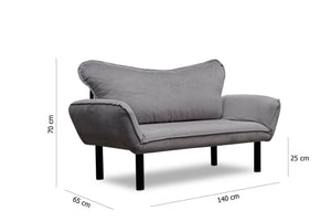 Divano letto 2 posti Hone, Sofà trasformabile, Divanetto per ospiti, Poltrona letto contenitore, 140x65 h70 cm, Grigio