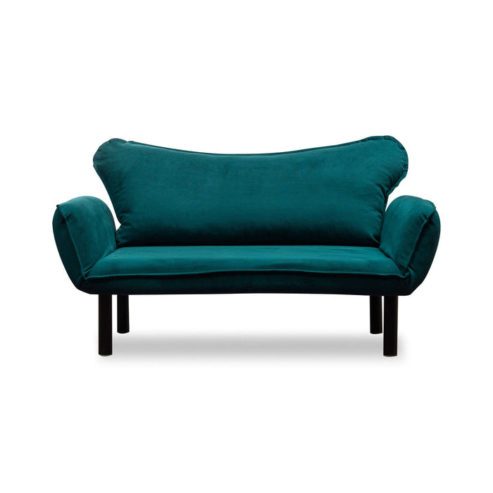 Divano letto 2 posti Hone, Sofà trasformabile, Divanetto per ospiti, Poltrona letto contenitore, 140x65 h70 cm, Azzurro