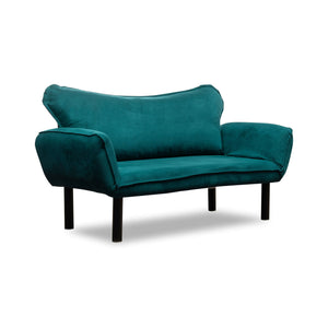 Divano letto 2 posti Hone, Sofà trasformabile, Divanetto per ospiti, Poltrona letto contenitore, 140x65 h70 cm, Azzurro