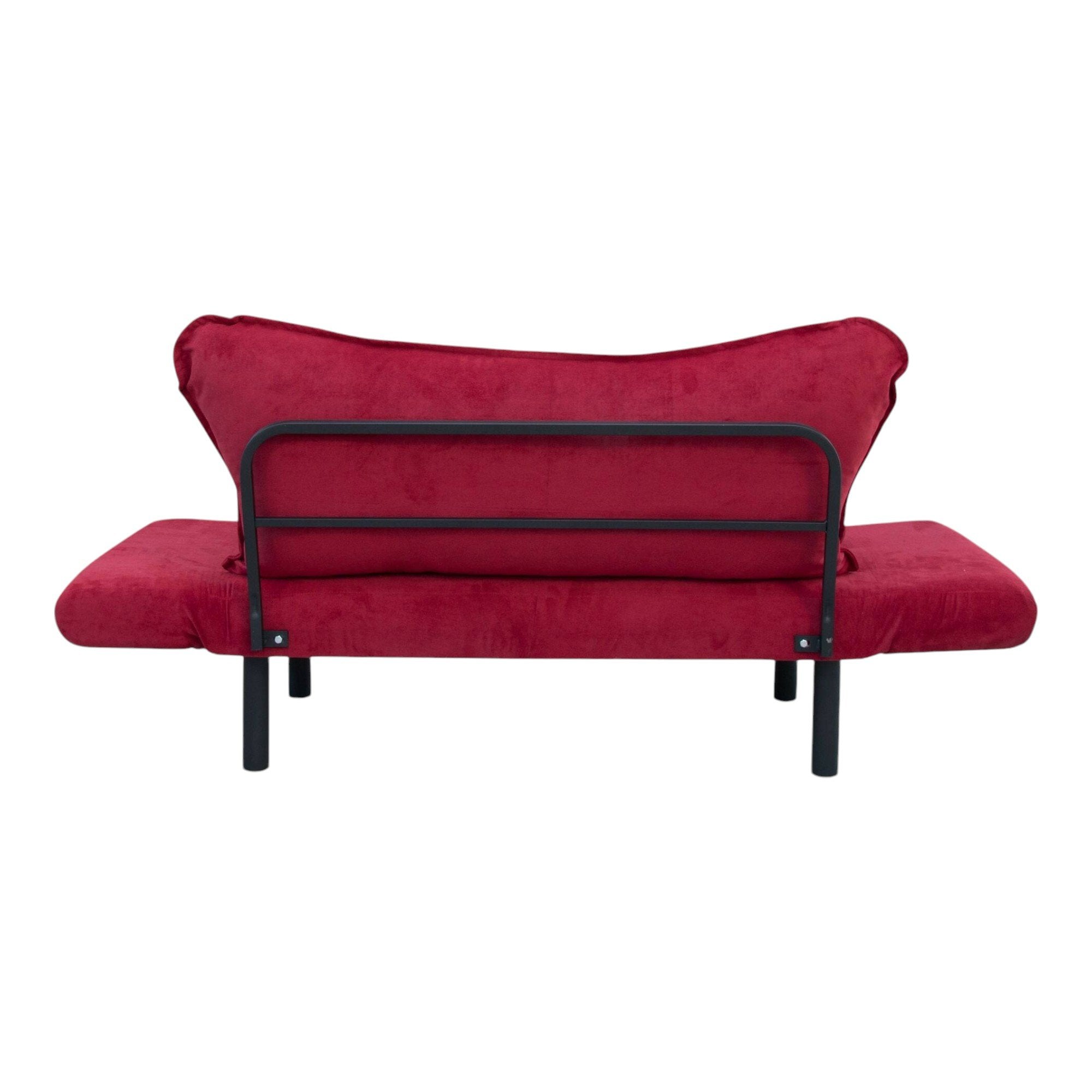 Divano letto 2 posti Hone, Sofà trasformabile, Divanetto per ospiti, Poltrona letto contenitore, 140x65 h70 cm, Rosso