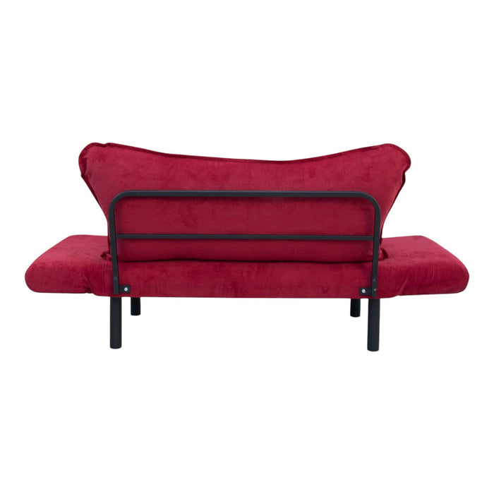Divano letto 2 posti Hone, Sofà trasformabile, Divanetto per ospiti, Poltrona letto contenitore, 140x65 h70 cm, Rosso