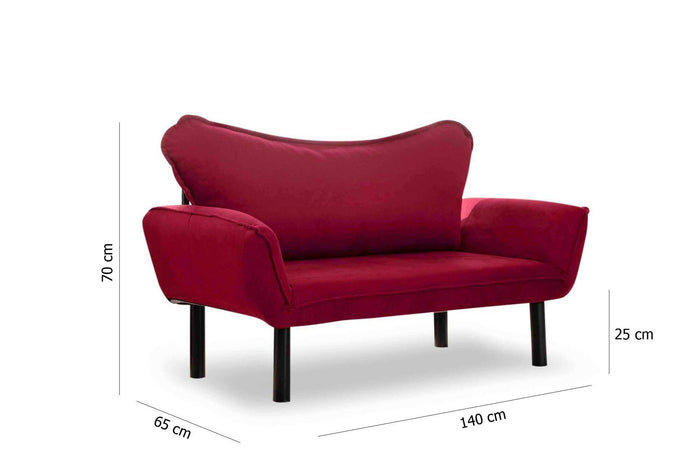 Divano letto 2 posti Hone, Sofà trasformabile, Divanetto per ospiti, Poltrona letto contenitore, 140x65 h70 cm, Rosso