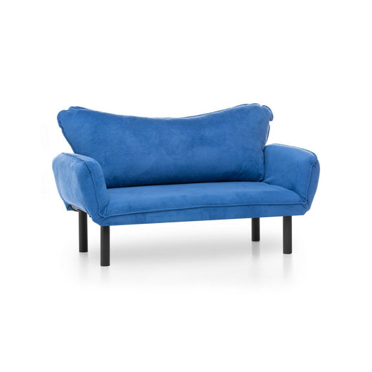 Divano letto 2 posti Hone, Sofà trasformabile, Divanetto per ospiti, Poltrona letto contenitore, 140x65 h70 cm, Blu