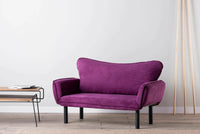 Divano letto 2 posti Mindulle, Sofà trasformabile, Divanetto per ospiti, Poltrona letto contenitore, 140x65 h70 cm, Viola