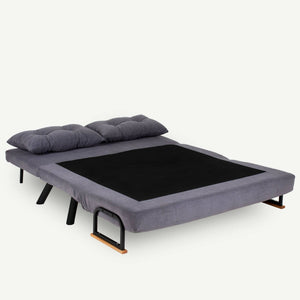 Divano letto 2 posti Calvin, Sofà trasformabile, Divanetto per ospiti, Poltrona letto contenitore, 133x78 h78 cm, Grigio scuro