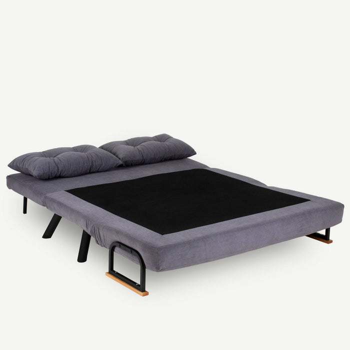 Divano letto 2 posti Calvin, Sofà trasformabile, Divanetto per ospiti, Poltrona letto contenitore, 133x78 h78 cm, Grigio scuro