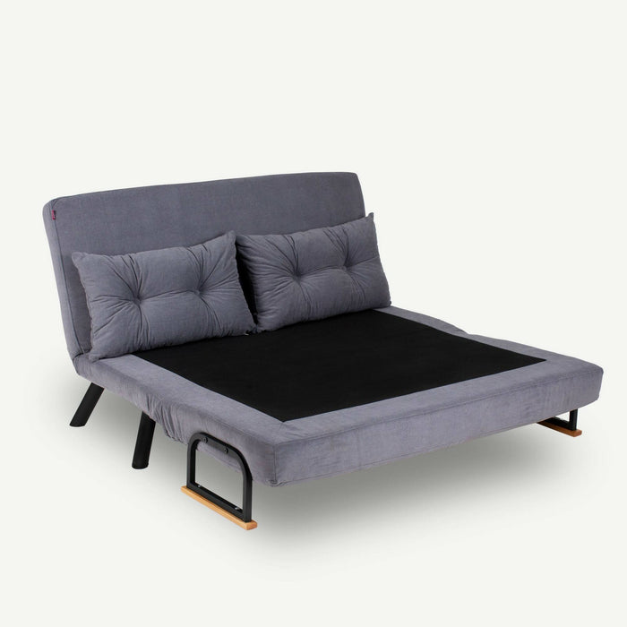 Divano letto 2 posti Calvin, Sofà trasformabile, Divanetto per ospiti, Poltrona letto contenitore, 133x78 h78 cm, Grigio scuro